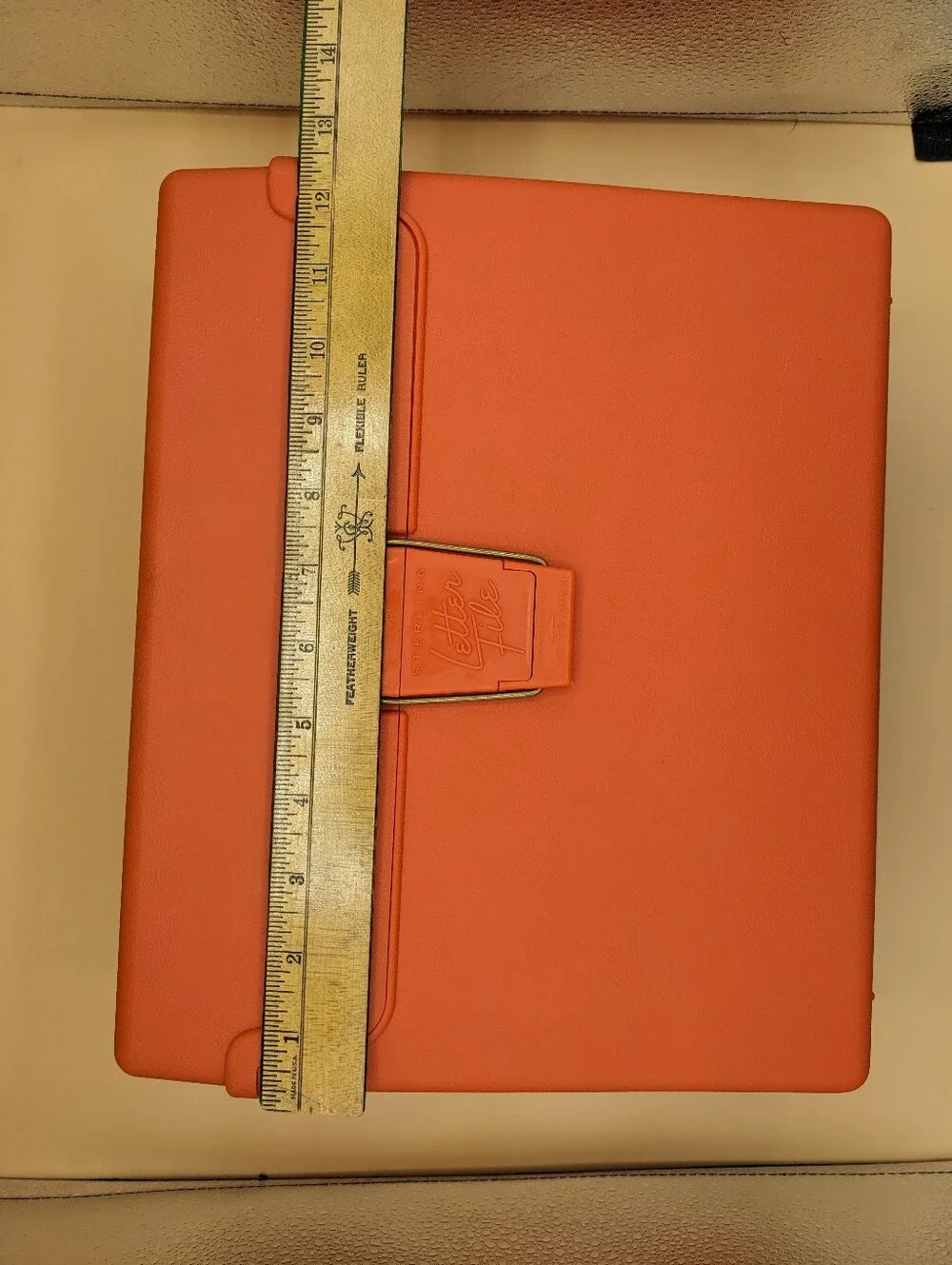 Vintage Sterling Letter File Orange Plastic Storage Box Mid Century Organizer